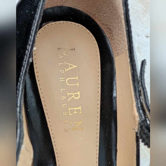 Ralph Lauren Elegant Black T-Strap Heels Leather Sz 8 M - Picture 9 of 14